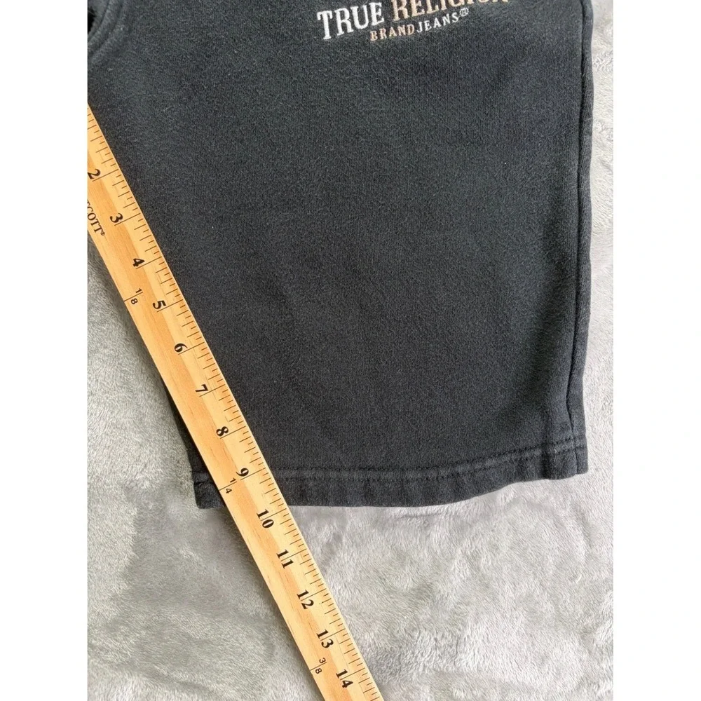 True Religion Brand Jeans Men's Fleece Sweat Shorts Black Gold Logo Size M